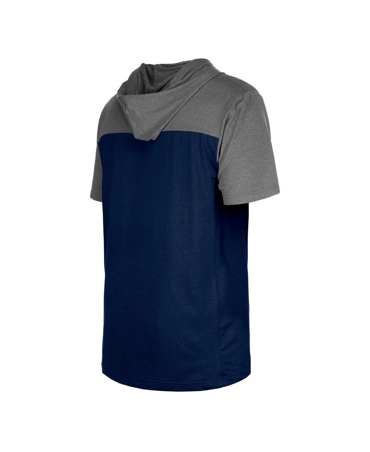 NEW ERA MEN'S NAVY MILWAUKEE BREWERS ACTIVE BRUSHED HOODIE T-SHIRT 