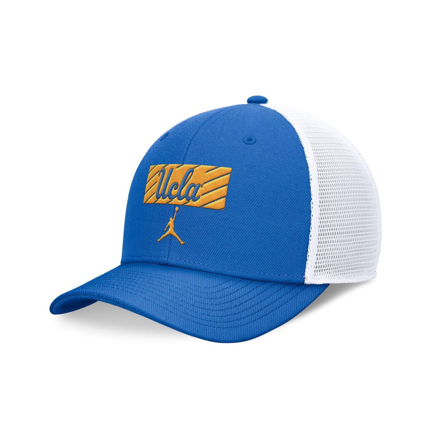 Мужская кепка Jordan Blue/White Ucla Bruins 2024 Sideline Trucker Adjustable Hat — фото 1