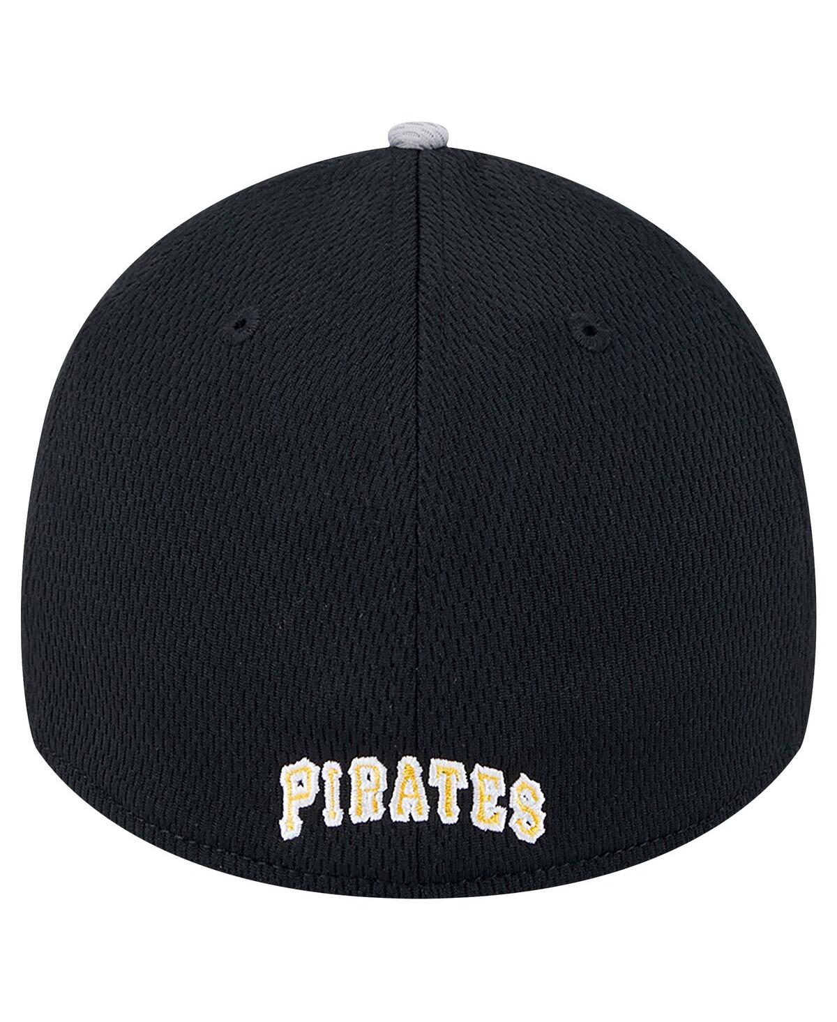 New Era Men's Gray/black Pittsburgh Pirates Visor Trim 39thirty Flex Hat In Gray,black