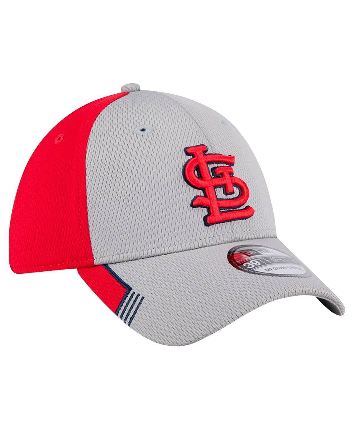 New Era Men'sRed St. Louis Cardinals Visor Trim 39THIRTY Flex Hat - Gray, Red