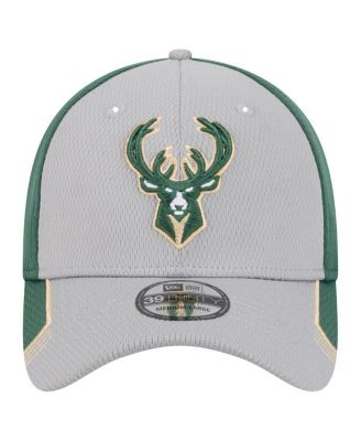 Men's Gray/Hunter Green Milwaukee Bucks Active Trim 39THIRTY Flex Hat