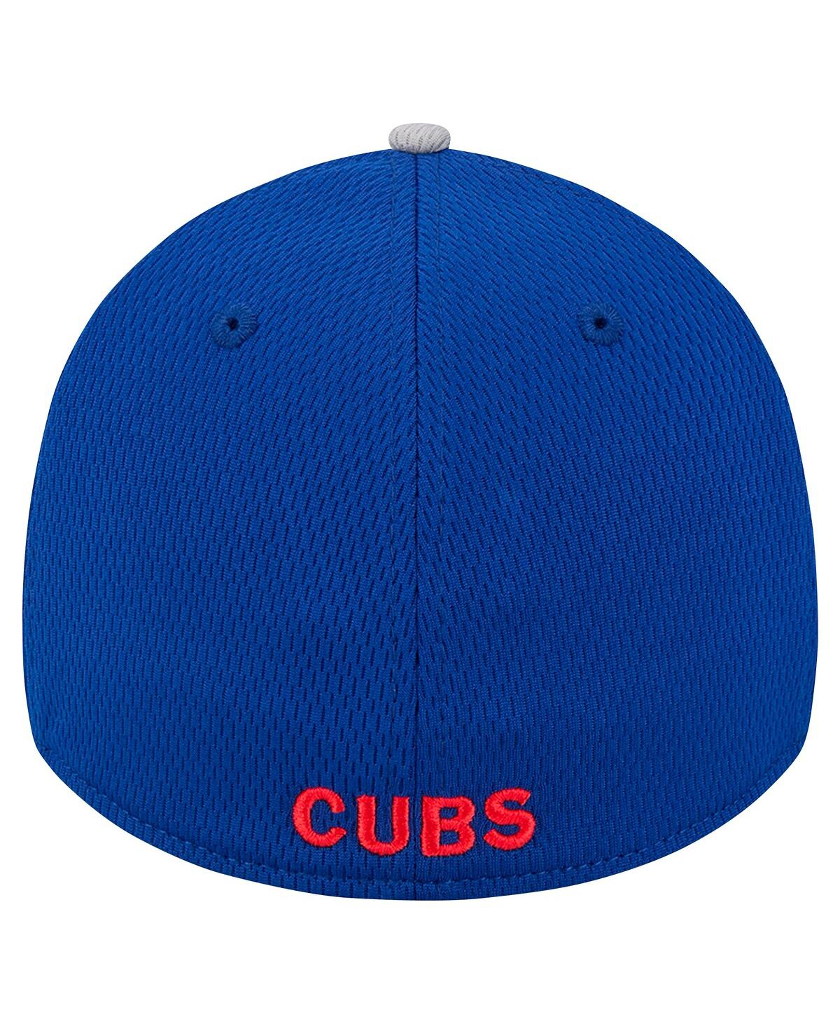 New Era Men'sRoyal Chicago Cubs Visor Trim 39THIRTY Flex Hat - Gray, Royal