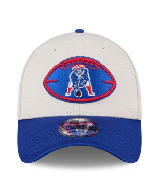 Men's Stone/Royal New England Patriots 2024 Sideline Historic 39THIRTY Flex Hat