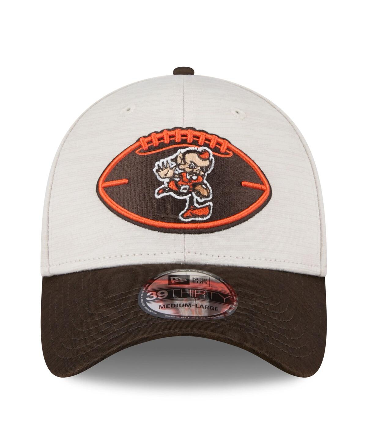 New Era Men'sBrown Cleveland Browns 2024 Sideline Historic 39THIRTY Flex Hat - Stone, Brown