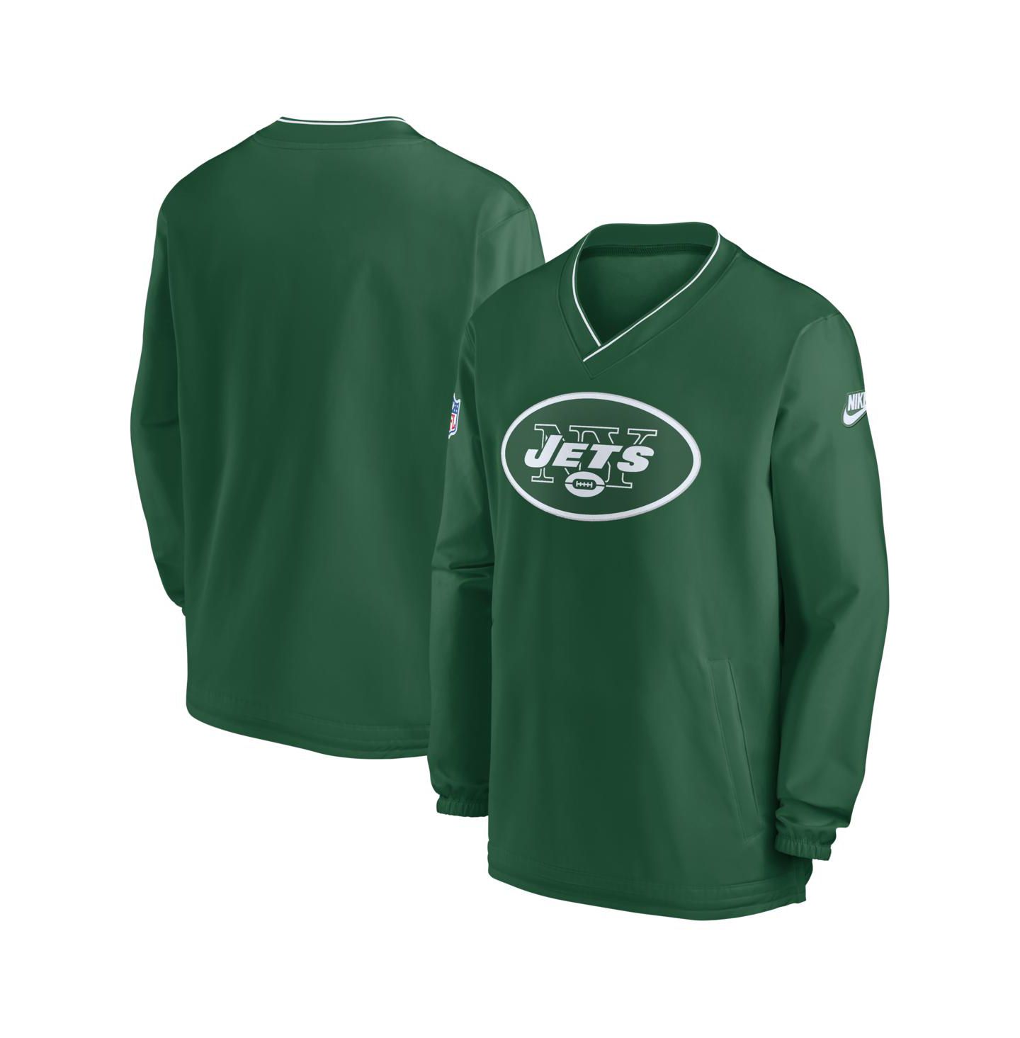 Мужская рубашка Nike Kelly Green New York Jets Throwback Logo Long-Sleeve V-Neck Wind — фото 1
