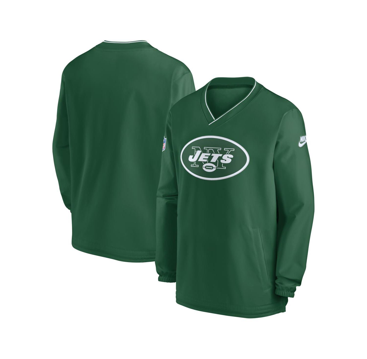Men's Kelly Green New York Jets Throwback Logo Long-Sleeve V-Neck Wind shirt