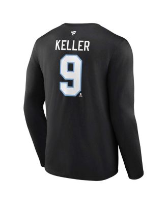 Men's Clayton Keller Black Utah Hockey Club Authentic Stack Name Number Long Sleeve T-Shirt