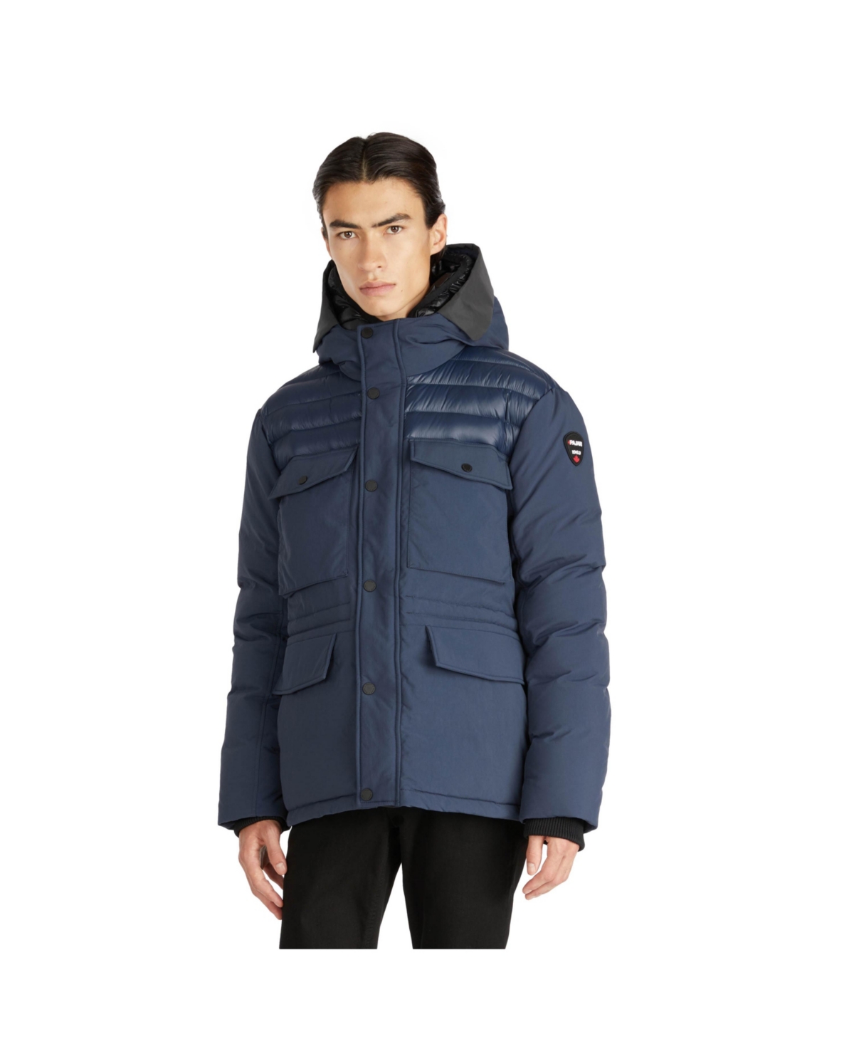 Men's Mikkel Mixed Media Parka with Detachable Inner Hood - Navy