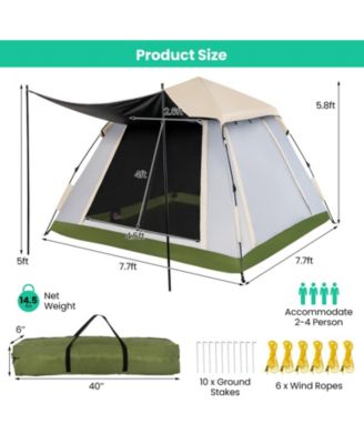 2-4 Person Instant Pop-up Camping Tent with Removable Rainfly