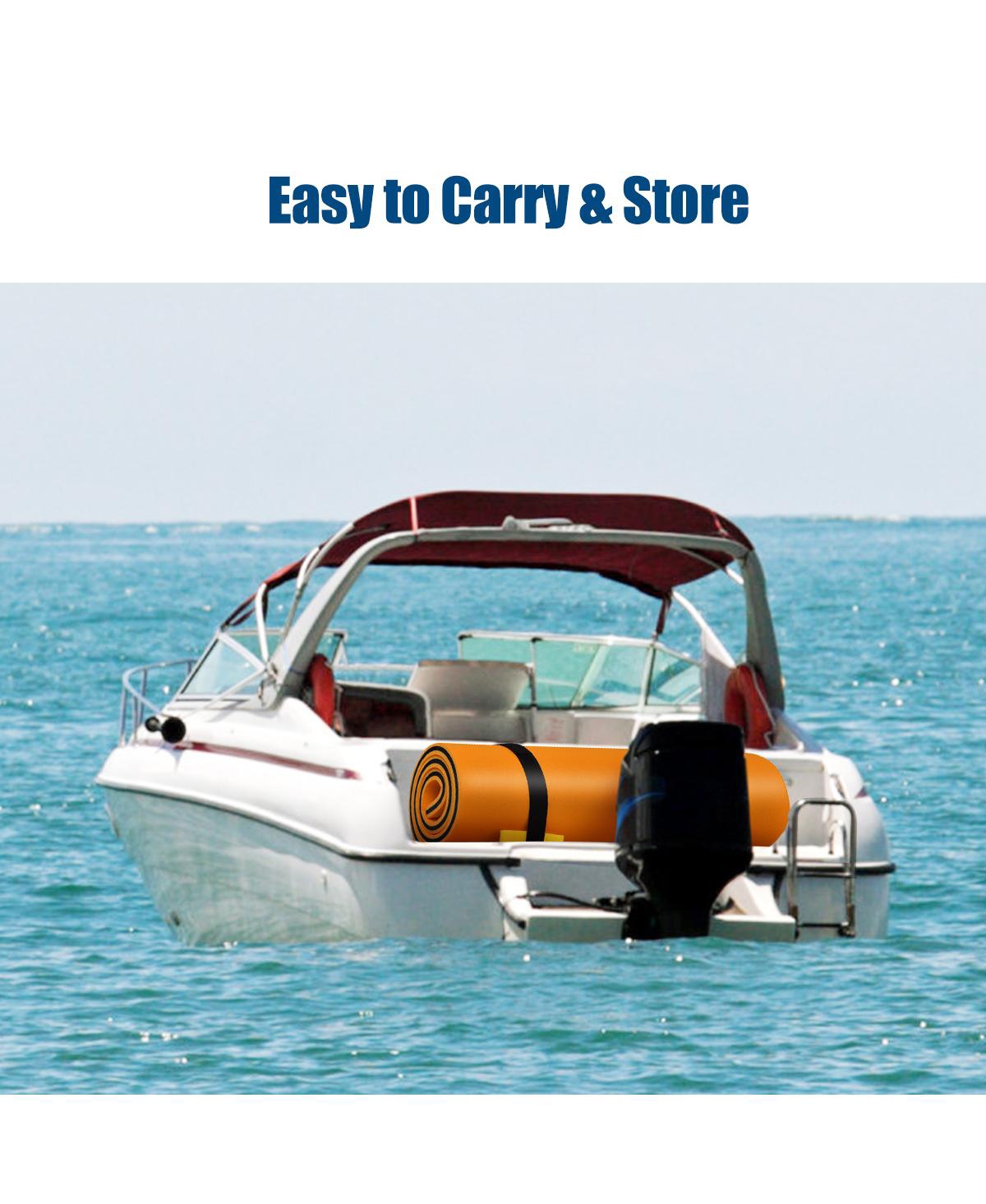 Costway 3-Layer Tear-proof Water Mat Floating Pad Island Water Sports Relaxing Blue - Orange+black