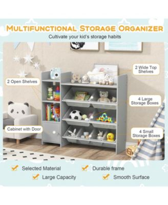 4-Tier Kids Bookshelf and Toy Storage Rack with 8 Toy Organizer Bins