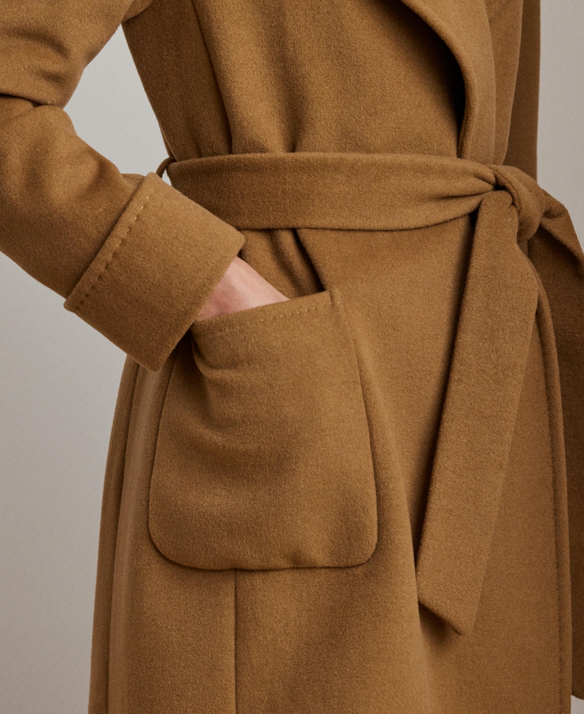 Shop Ralph Lauren Women's Double-faced Wool-blend Wrap Coat In Honey Tan