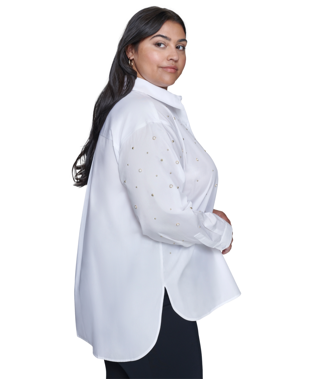 Karl Lagerfeld Paris Plus Size Embellished Blouse, Created for Macy's