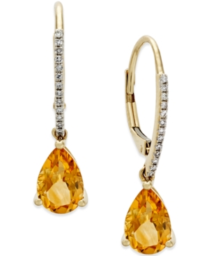 image of Citrine (2 ct. t.w.) and Diamond Accent Drop Earrings in 14k Gold