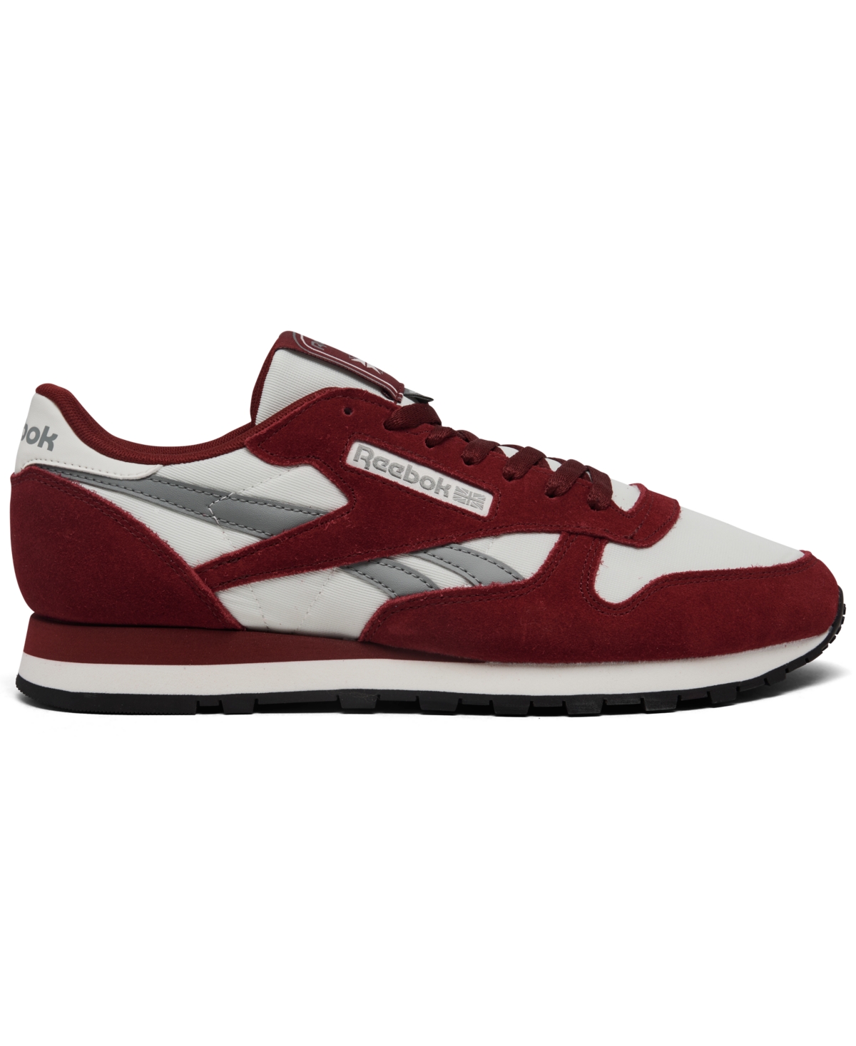Reebok Men s Classic Leather Casual Sneakers from Finish Line Maroon Chalk Grey Smart Closet