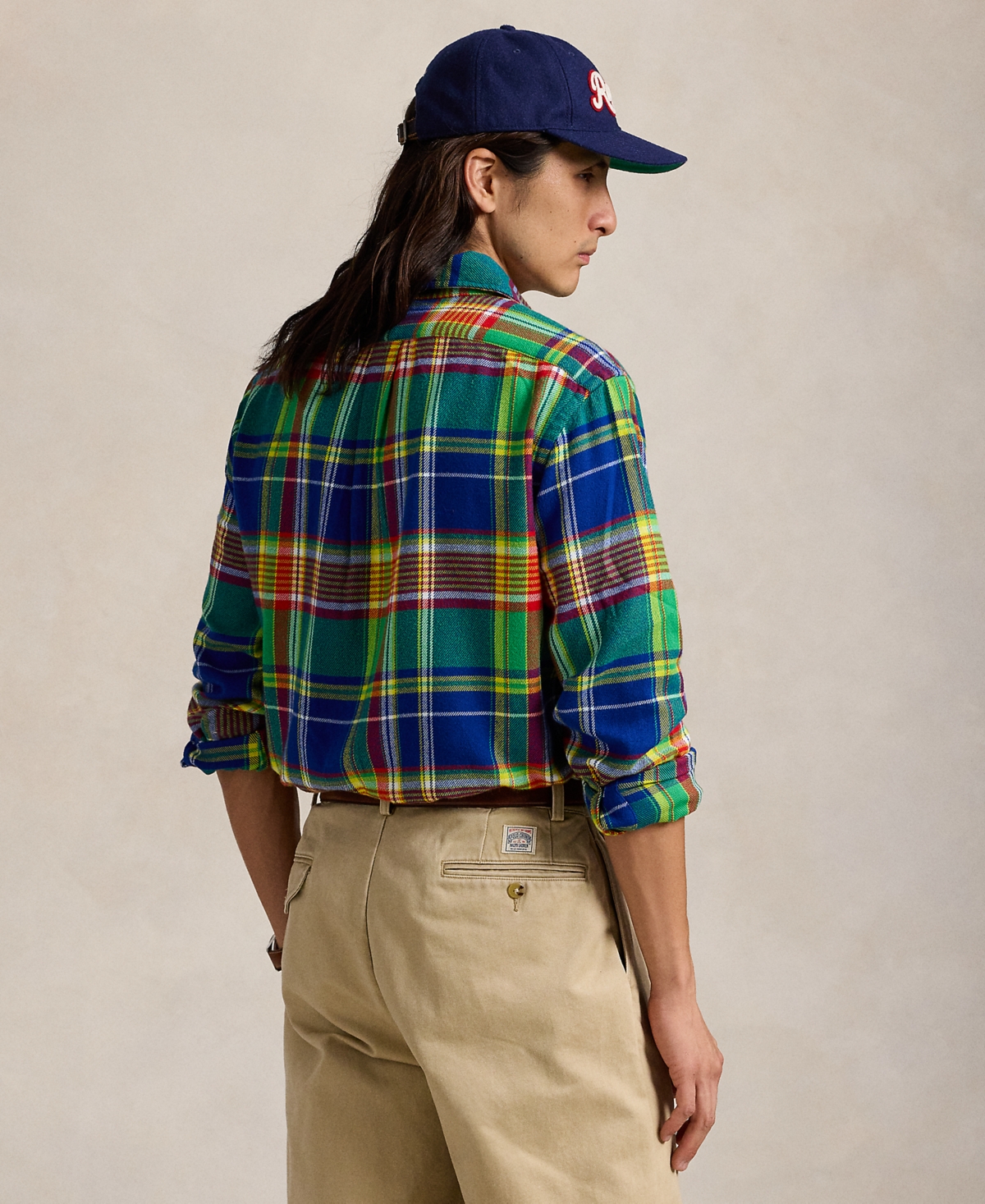 Polo Ralph Lauren Men's Classic-Fit Plaid Brushed Flannel Shirt -blue