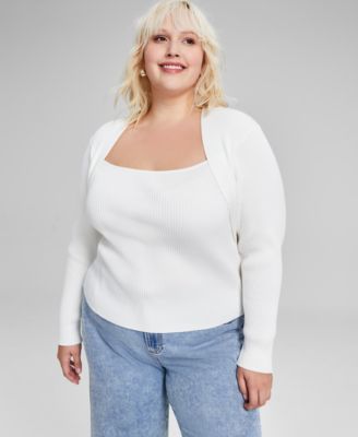 And Now This - Trendy Plus Size Layered-Look Shrug Sweater