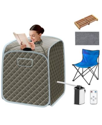 Portable Personal Steam Sauna Spa with Steamer Chair-Gray