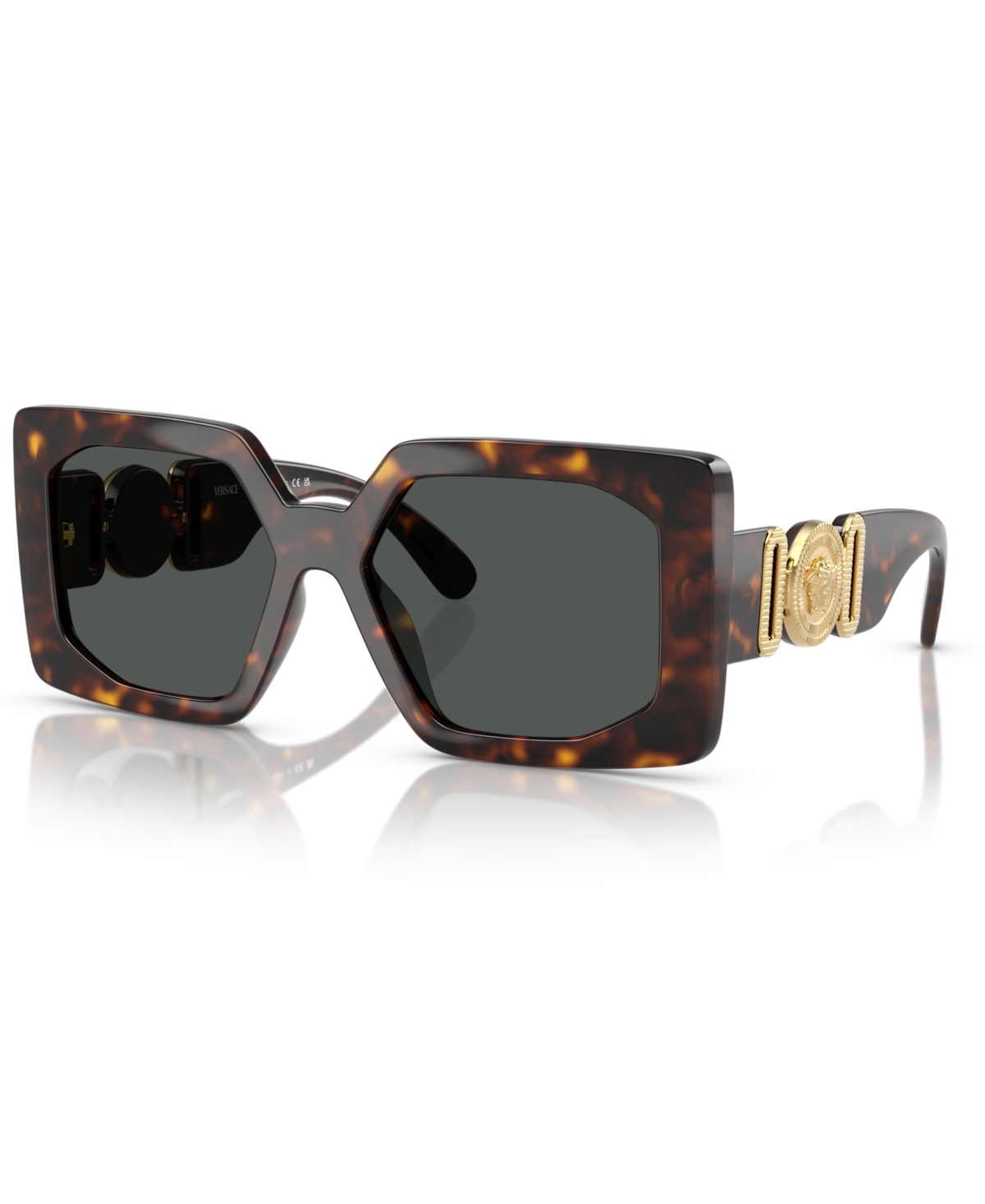 Versace Engraved-medusa Plaque Sunglasses In Havana
