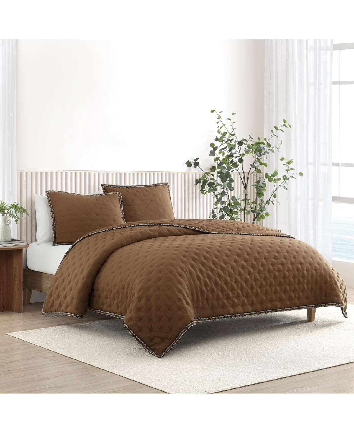 Ugg Devon  Braid Quilt Set, King In Brown
