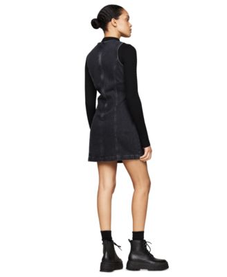 tommy hilfiger sleeveless denim dress Seam Detail Pleated Denim Sleeveless Dress | Blue