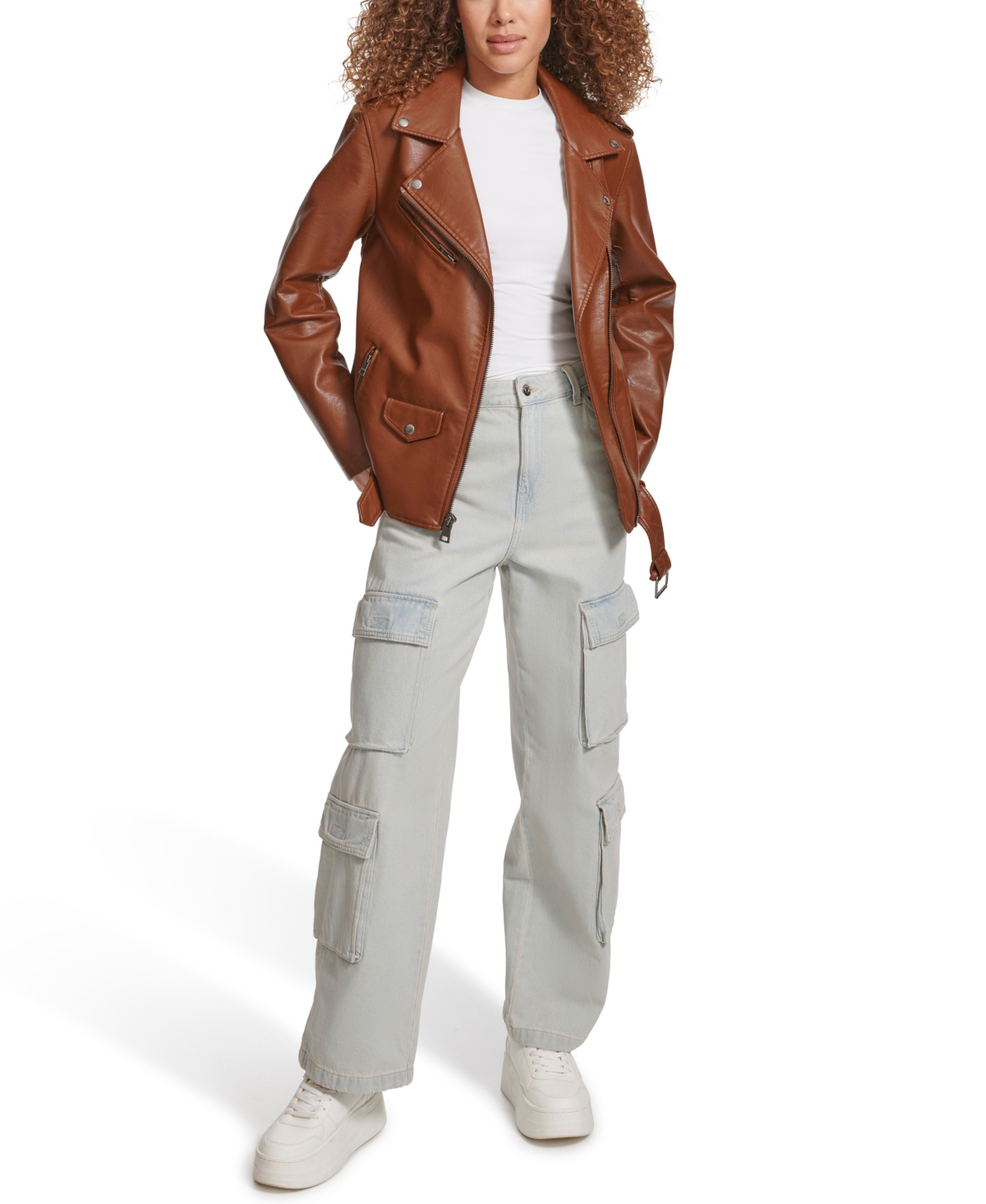 Levi's Women's Faux Leather Longline Belted Moto Jacket