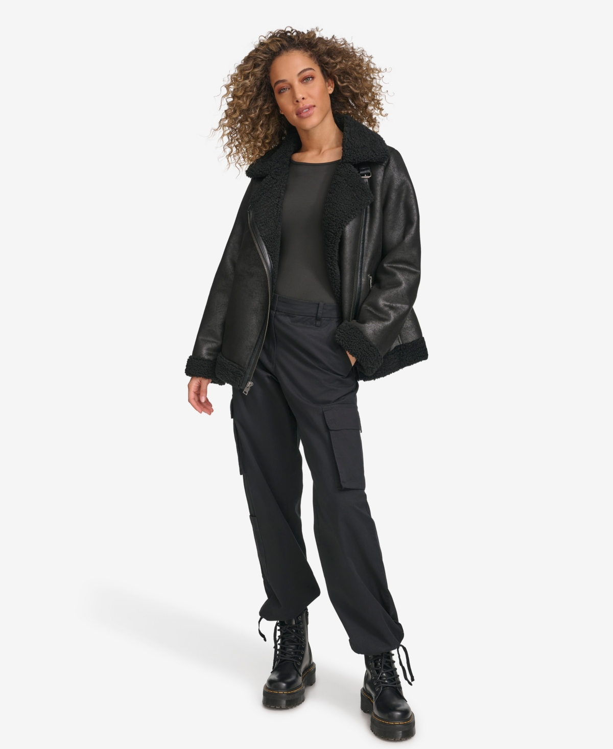 Levi's Women's Faux Shearling Asymmetrical Moto Jacket In Black