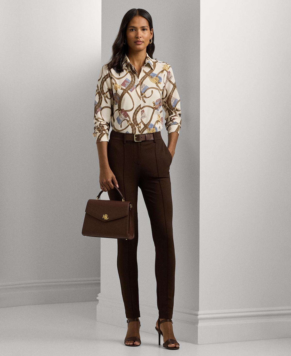 Lauren Ralph Lauren Women's Buckle-Trim Pleated Ponte Ankle Pants