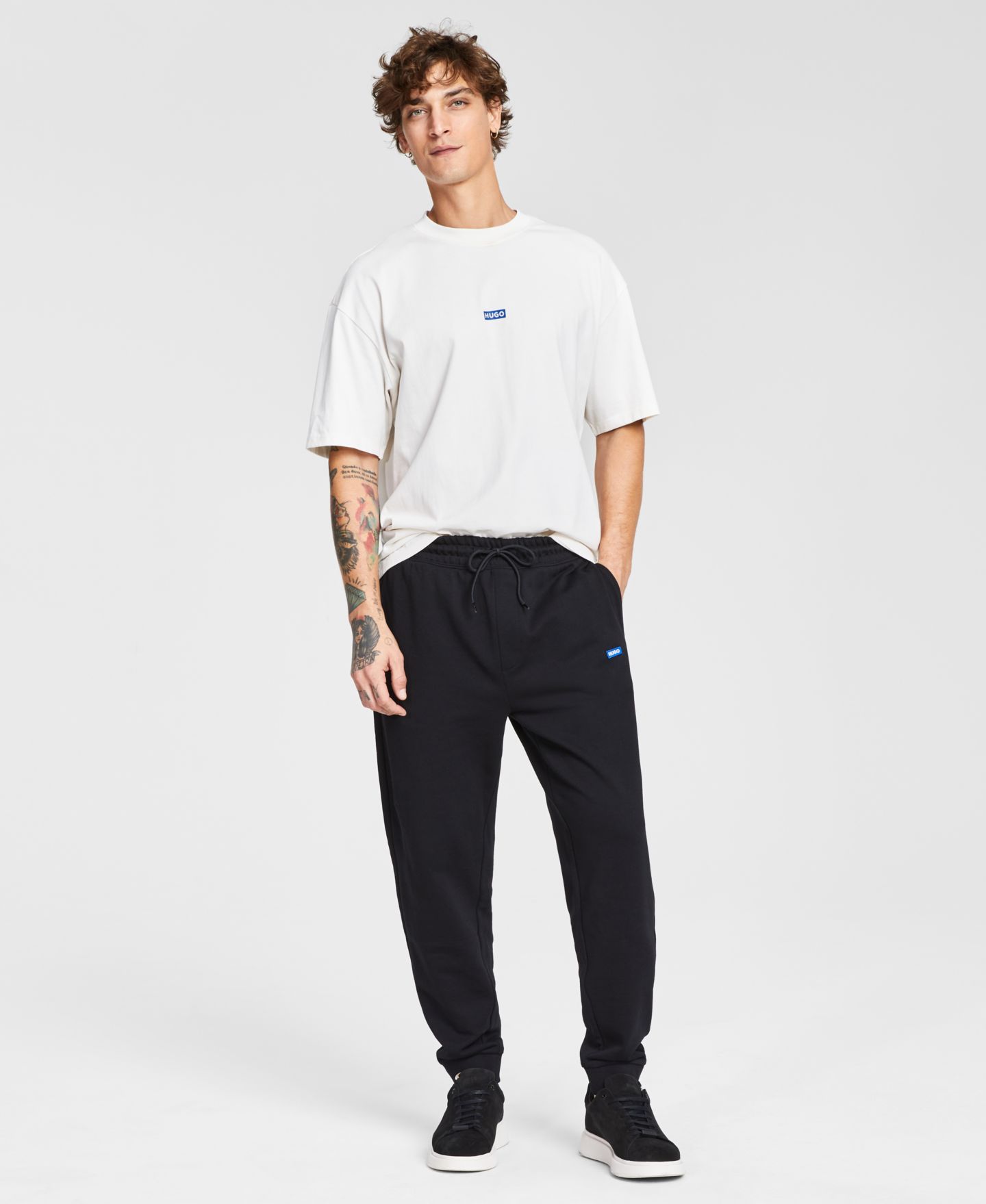 Мужские брюки Hugo Boss Napin French Terry Jogger, цвет: Чёрный — фото 1