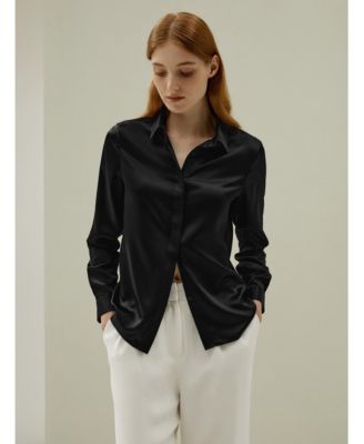 Women's Basic Concealed Placket Silk Shirt