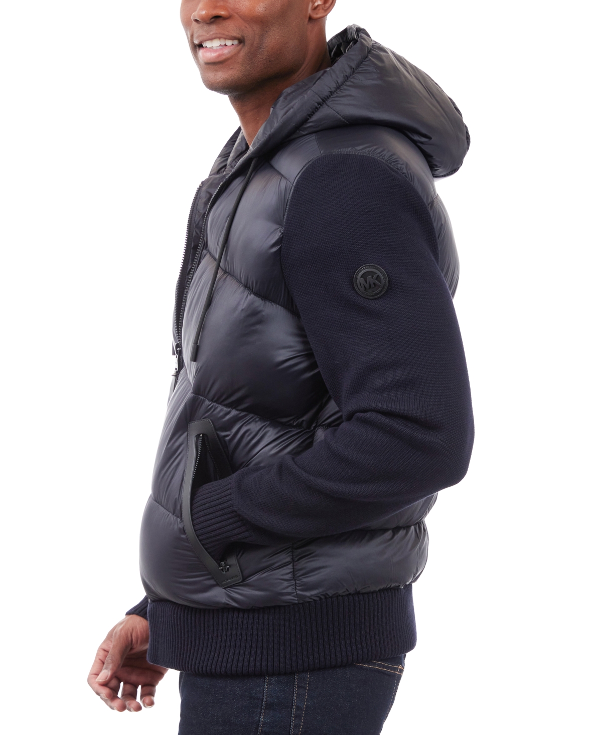 Michael Kors Men's Mixed-Media Hooded Zip Sweater Jacket