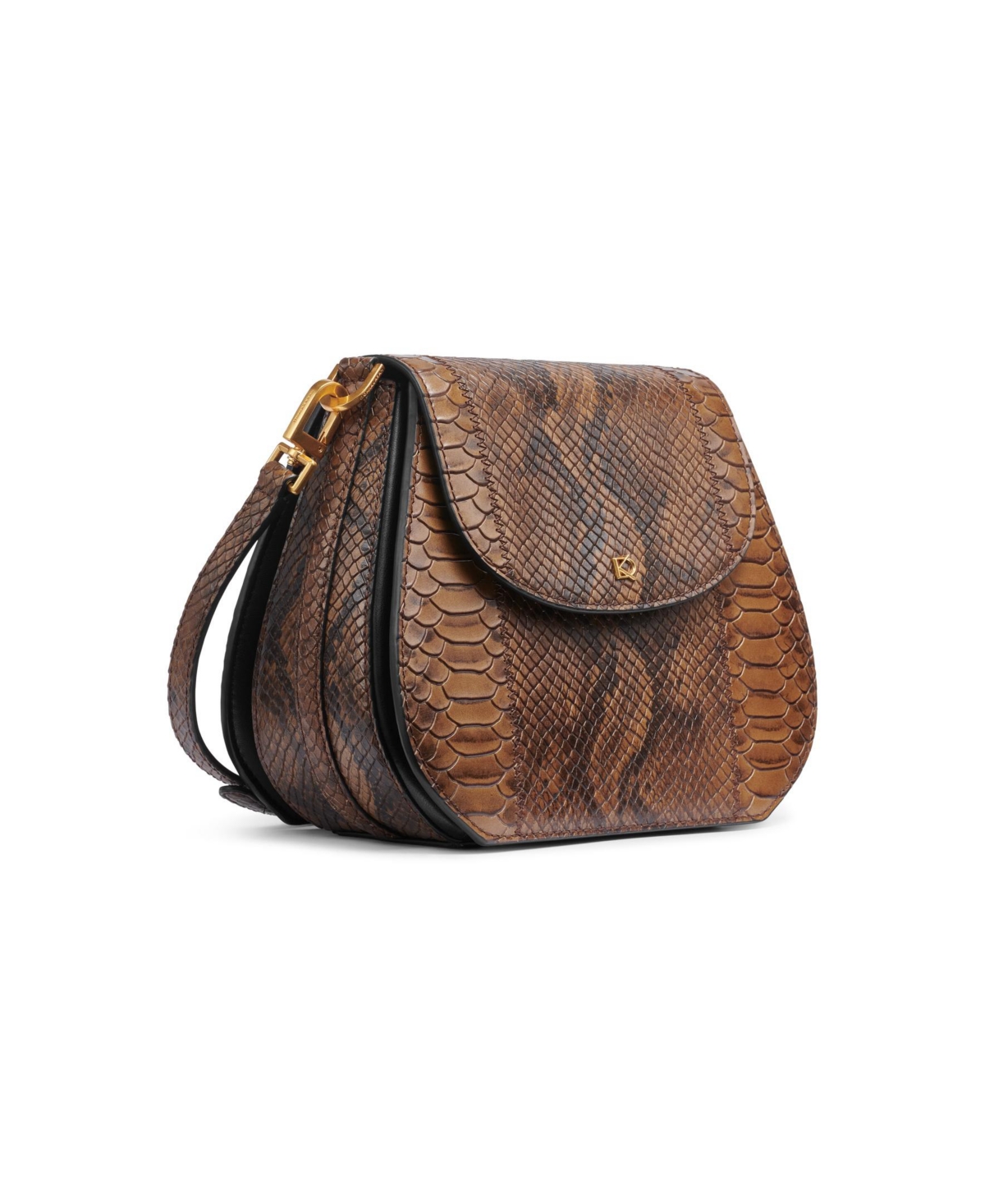 Donna Karan Bellerose Python Flap Crossbody In Teak
