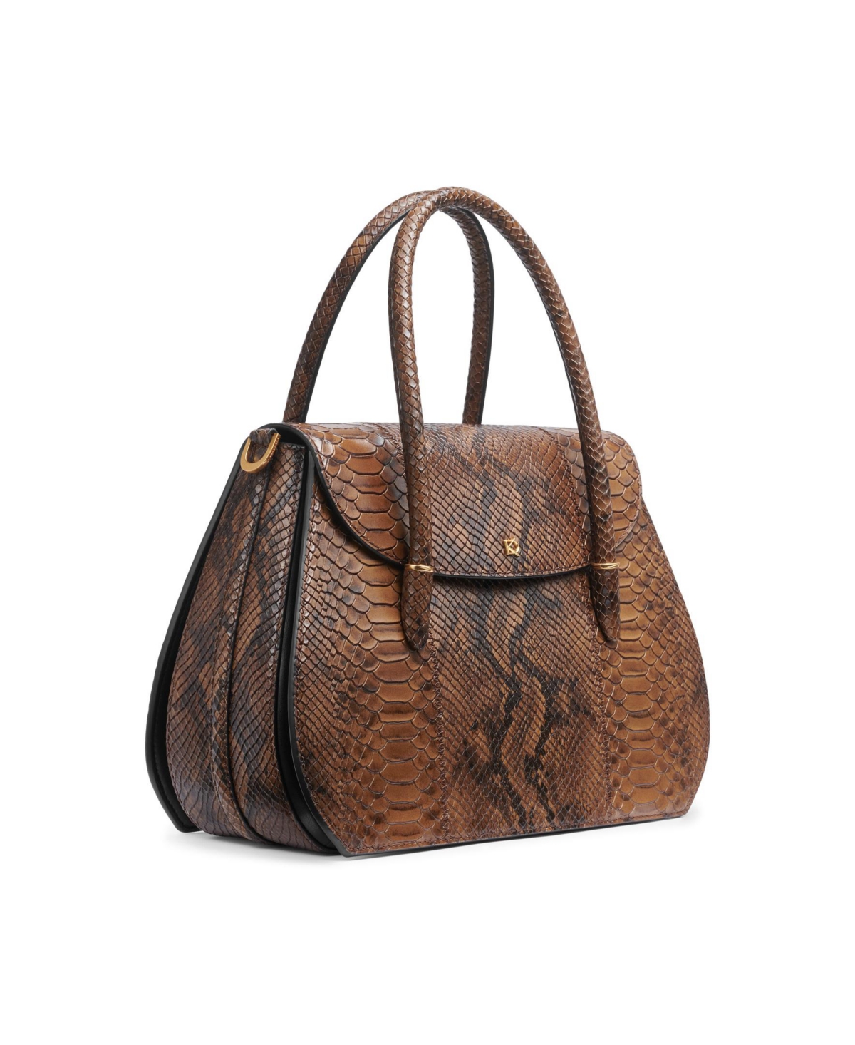 Donna Karan Bellerose Double Top Handle Python Satchel In Teak
