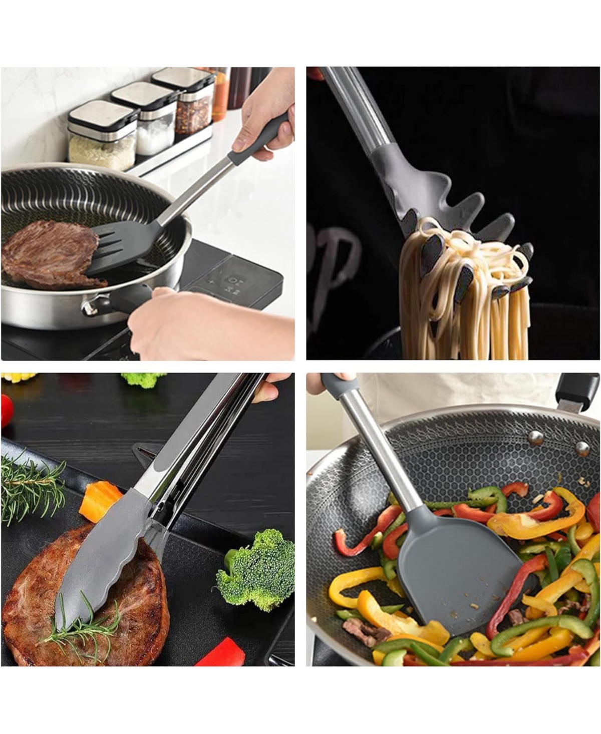 Mega Casa Kitchen Cooking Utensils Set, 12-piece Non-stick Kitchen Silicone Utensils Set Heat-resistant Stainless Steel Handle,Bpa-Free, Kitchen Tool