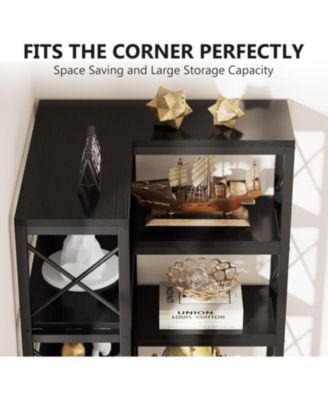7-Tier Corner Bookcase with Metal Frame for Home Office Storage