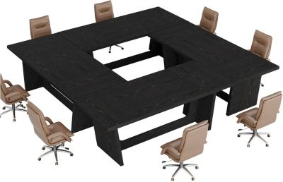 17.7FT Conference Room Table: Large Rectangular Meeting Seminar Table for 16-20 People, Wood Long Training Table with Heavy-Duty Frame, Business Table for Office, 6PCS