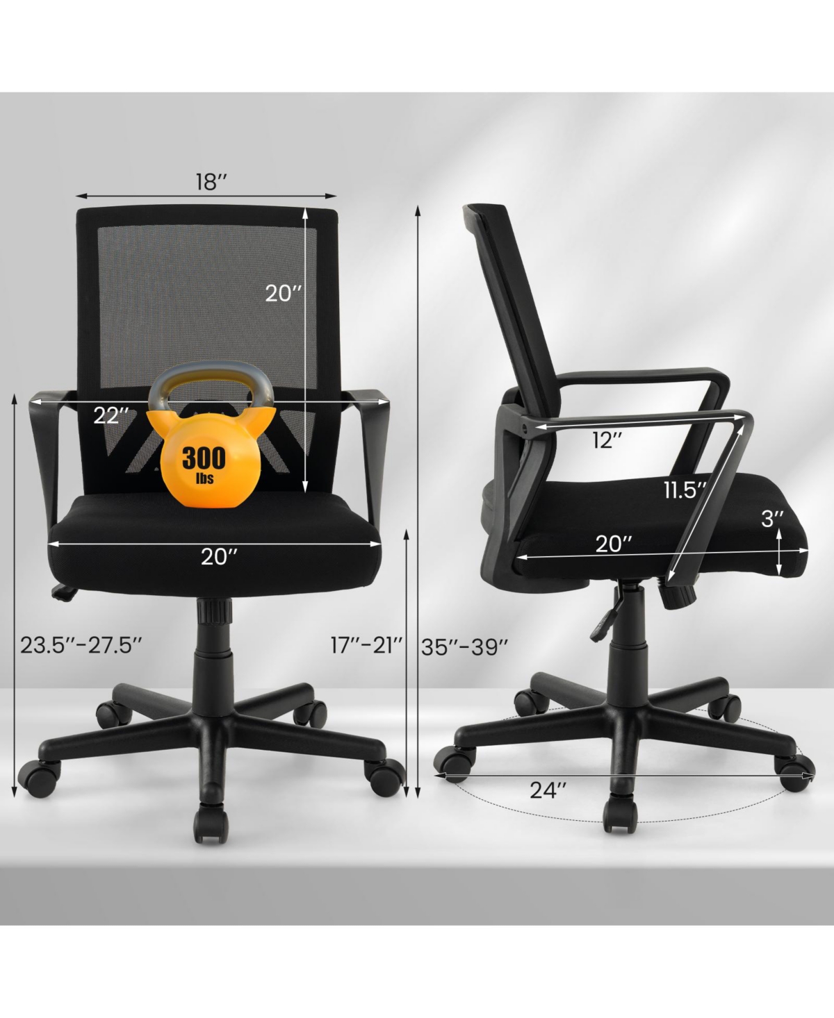Sugift Ergonomic Desk Chair with Lumbar Support and Rocking Function