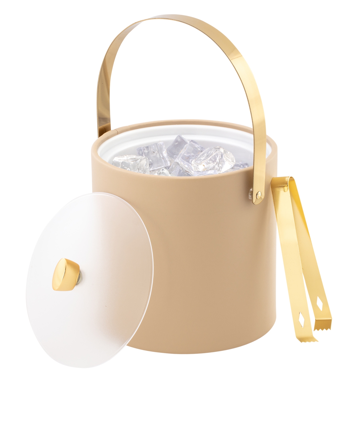 Kraftware Arc Ice Bucket And Ice Tong, 3 Quart In Beige