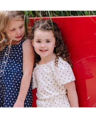 Little Girls Organic Flutter Sleeve Wrap Back Knit Romper