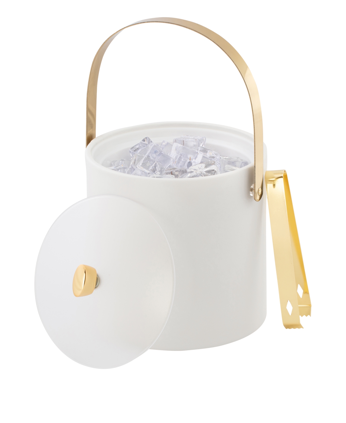 Kraftware Arc Ice Bucket And Ice Tong, 3 Quart In White