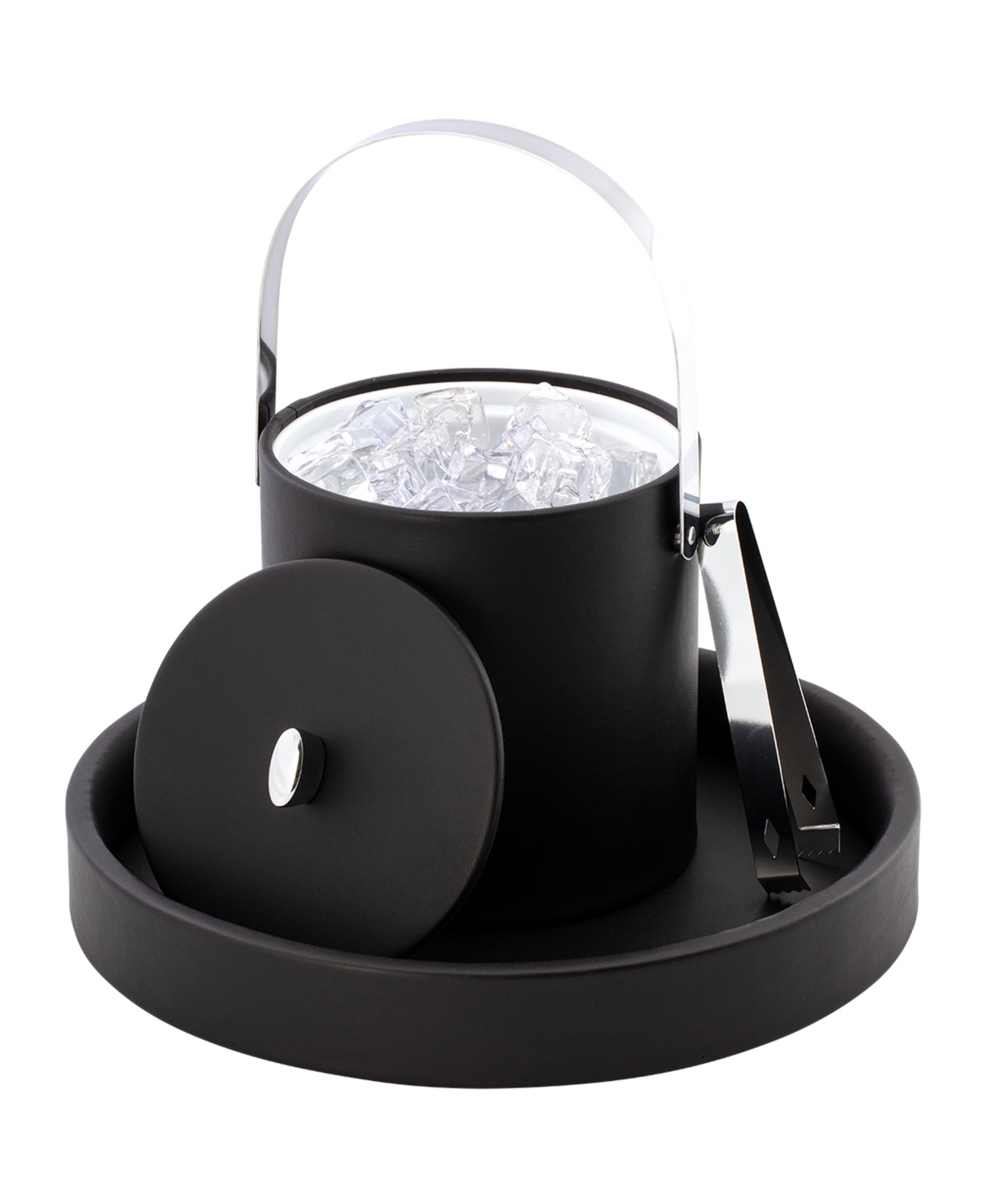 Kraftware Dorchester Ice Bucket And Ice Tong, 3 Quart In Black