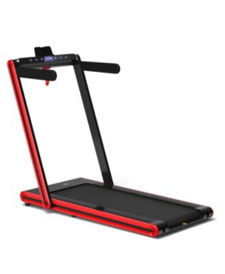 2-in-1 Folding Treadmill with Dual LED Display-Red