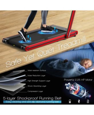 2-in-1 Folding Treadmill with Dual LED Display-Red