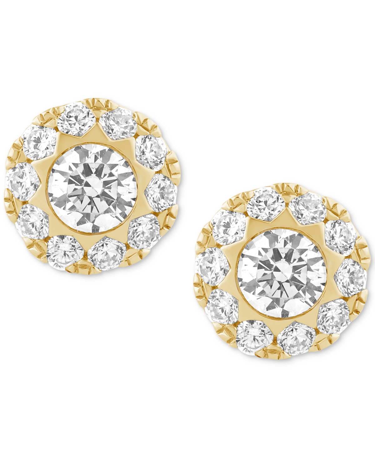 Macy's Diamond Round Halo Stud Earrings (3/4 Ct. T.w.) In 14k Gold In Yellow Gold