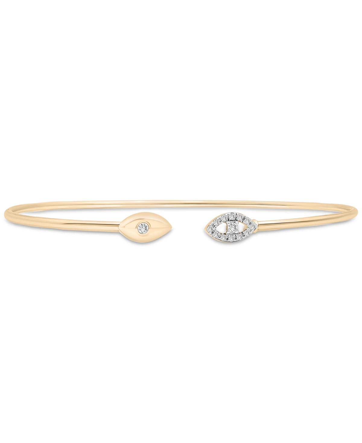 Diamond Evil Eye Wire Cuff Bangle Bracelet (1/10 ct. t.w.) in 14k Gold, Created for Macy's - Yellow Gold