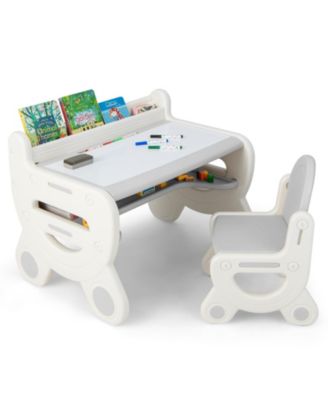 Kids Drawing Table and Chair Set for Reading Playing with Pens and Blackboard Eraser