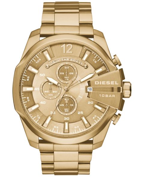 Мужские часы Diesel Chronograph Mega Chief Gold-Tone Stainless Steel Bracelet Watch 59x51mm
