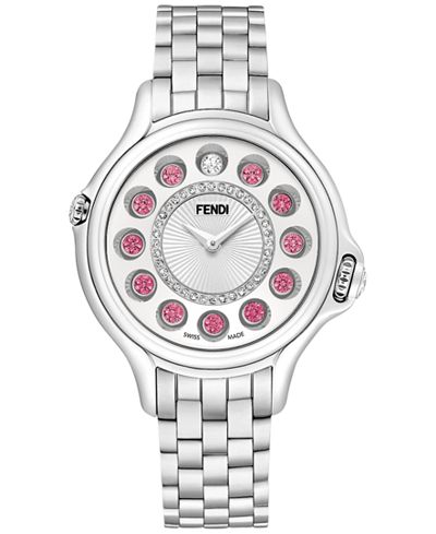 Fendi Timepieces Women's Swiss Crazy Carats Gemstone and Diamond (3 ct. t.w.) Stainless Steel Bracelet Watch 38mm F107034000D2T05