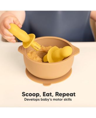 4-Pack Prep Baby Spoons & Forks Set, Self Feeding Baby Utensils 6-18 Months, Silicone BLW Baby Feeding Set, BPA-Free