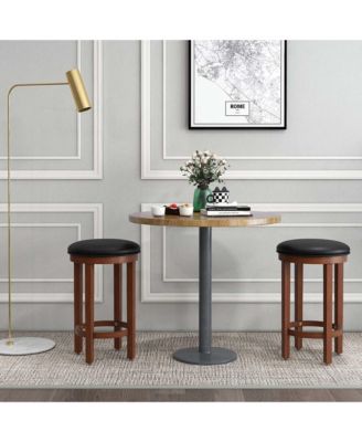 Bar Stools Set of 2 Counter Height Stools with Round Seat & Footrest for Kitchen